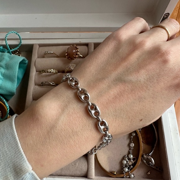 New! Sterling Silver Puffed Mariner Chain Bracelet - Picture 11 of 11